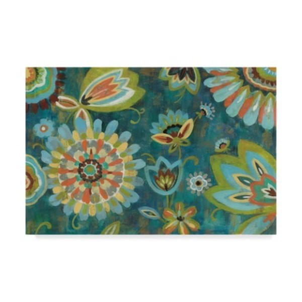 Trademark Fine Art Silvia Vassileva 'Decorative Peacock Floral' Canvas Art, 12x19 WAP06962-C1219GG